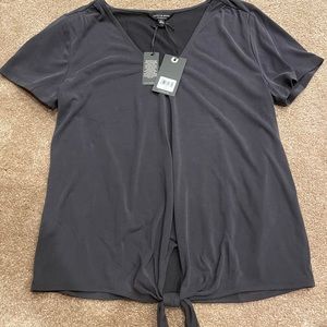 Lucky Brand Womens Tie Front Black Shirt Medium